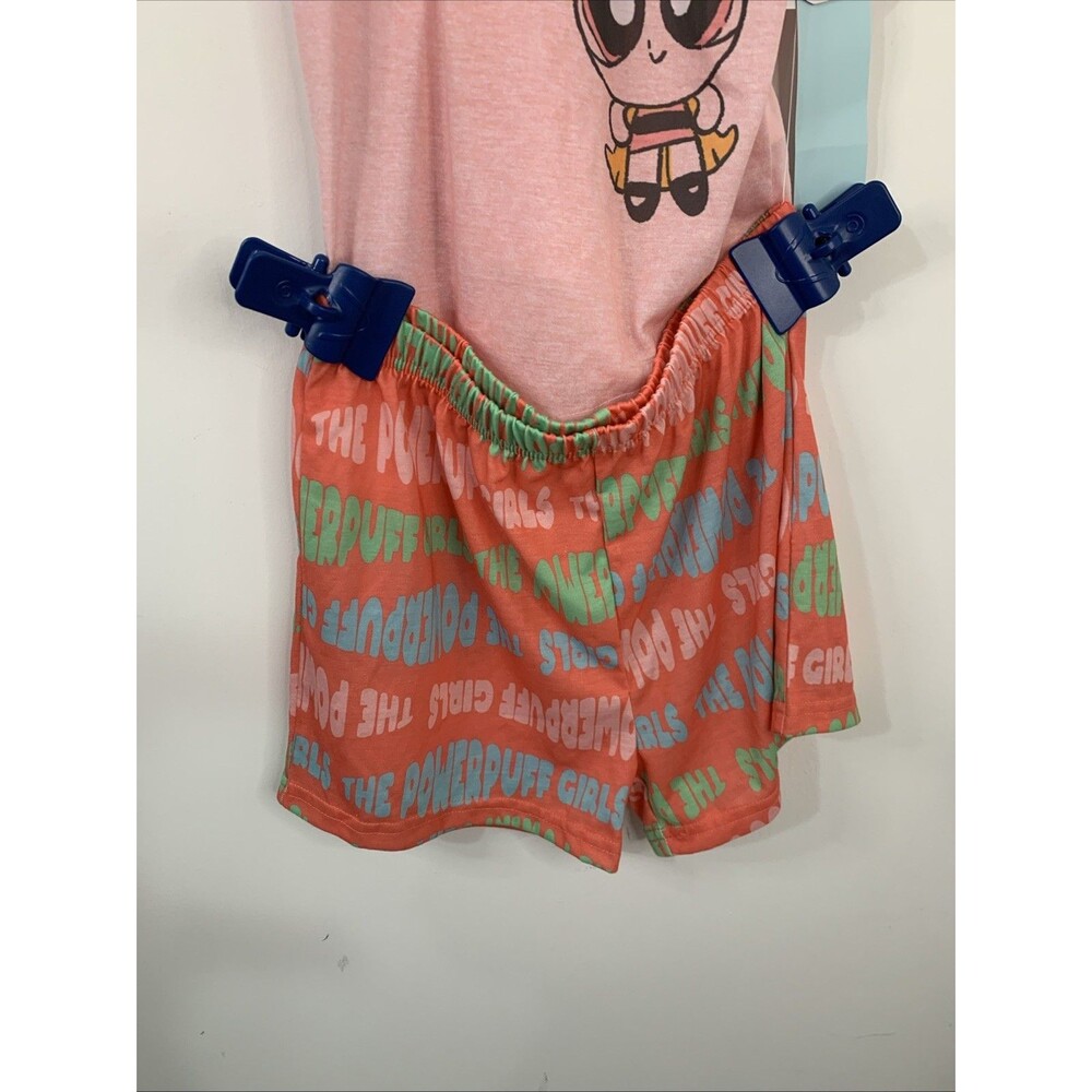 NWT Power Puff Girls Cartoon Neckwork Pjs Set Pink Large 10/12 Flame Resistant - Picture 2 of 5